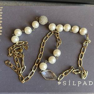 Beautiful Silpada Brass and Pearl necklace 31” long
